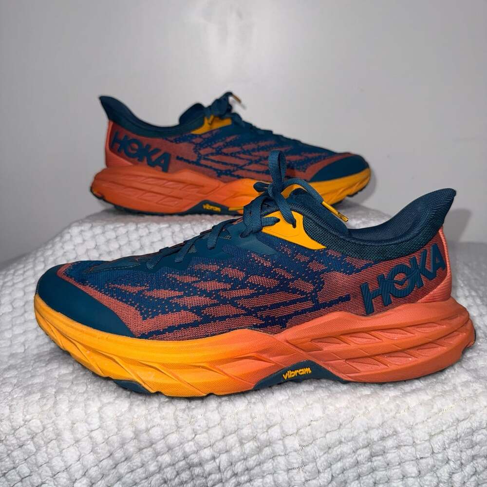 Hoka Women’s Speedgoat 5 Running Shoes Size US 10 Blue Orange